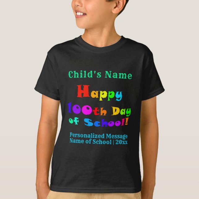 Happy 100th Day of School Colourful Clay T-Shirt (Front)