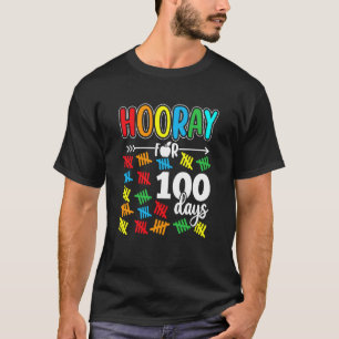 Happy 100th Day of School Colourful Hooray for 100 T-Shirt