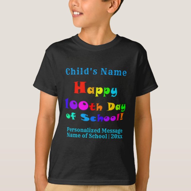 Happy 100th Day of School Colourful Kids' T-Shirt (Front)