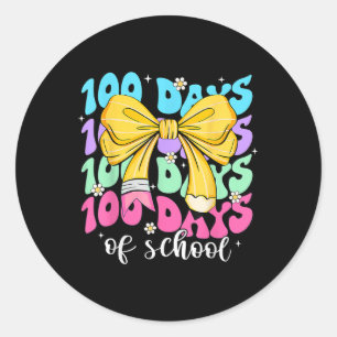 Happy 100th Day Of School Coquette Bow 100 Days Sm Classic Round Sticker