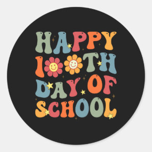 Happy 100th Day Of School Cute Students Kids Teach Classic Round Sticker