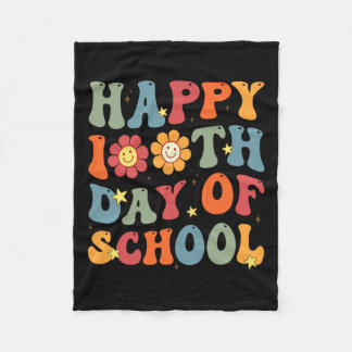 Happy 100th Day Of School Cute Students Kids Teach Fleece Blanket