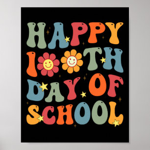Happy 100th Day Of School Cute Students Kids Teach Poster