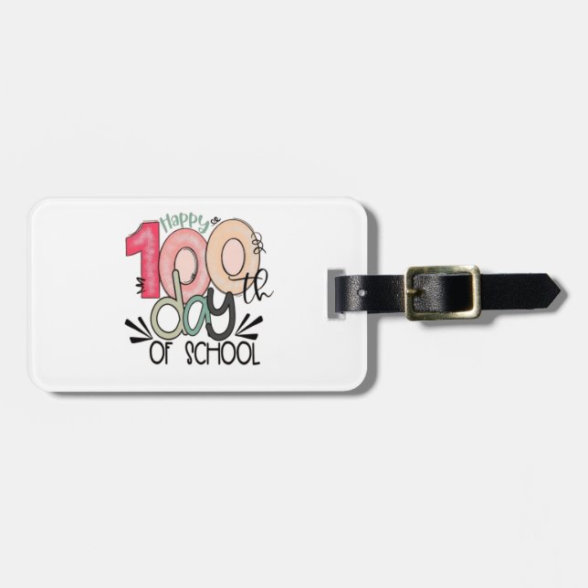 Happy 100th Day of School Design Luggage Tag (Front Horizontal)