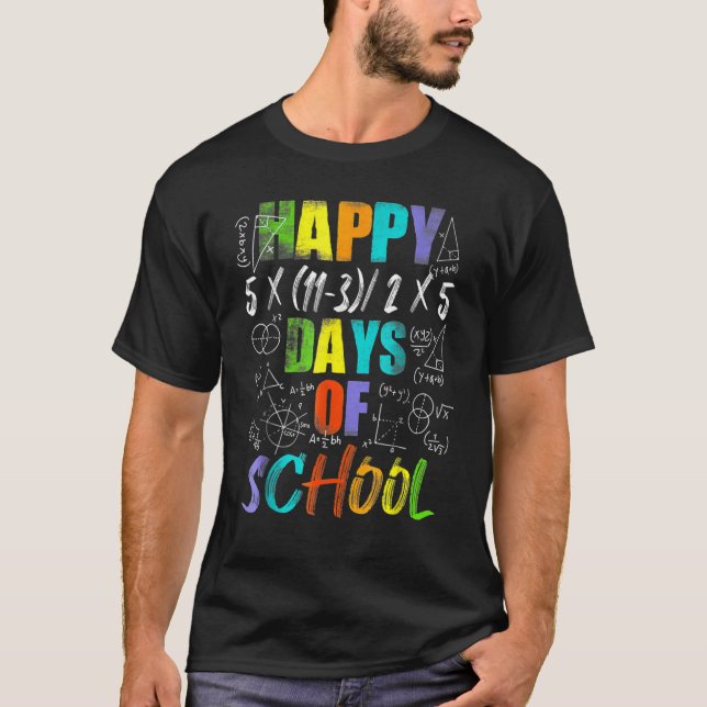 Happy 100th Day Of School Equations Math Teacher 1 T-Shirt (Front)