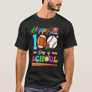 Happy 100th Day Of School Football Baseball Boys G T-Shirt