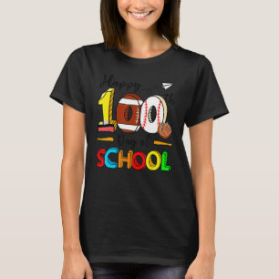 Happy 100th Day Of School Football Baseball  Boys  T-Shirt