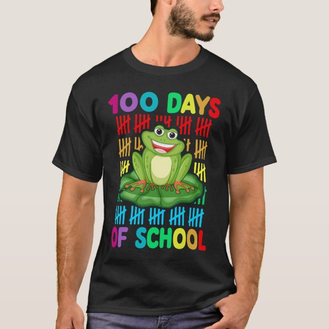 Happy 100th Day Of School Frog  Teacher Student Ki T-Shirt (Front)
