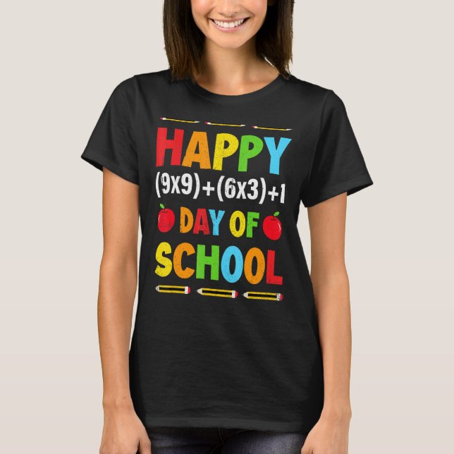Happy 100th Day Of School Funny Math Formula Teach T-Shirt (Front)