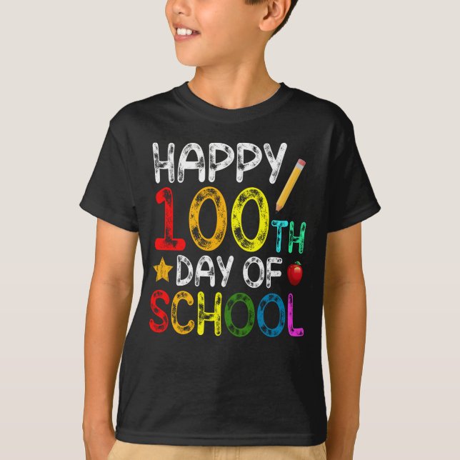 happy 100th day of school gift for boys girls T-Shirt (Front)