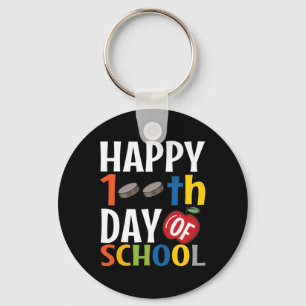 Happy 100th Day Of School  Hockey Teacher Student  Keychain