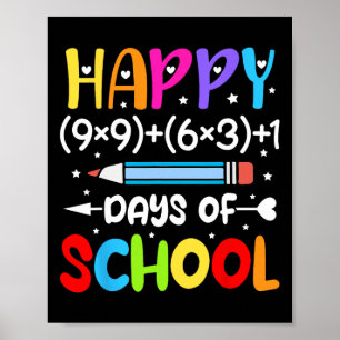 Happy 100th Day Of School Math Teacher Kids 100 Da Poster
