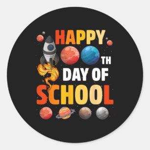 Happy 100th Day Of School Outer Space Teacher Stud Classic Round Sticker