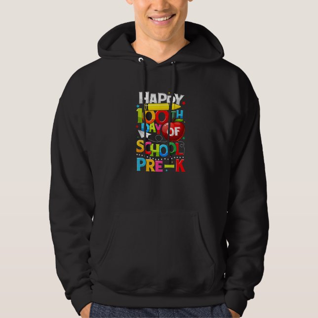 Happy 100th day Of School Pre-K Teacher Student Bo Hoodie (Front)