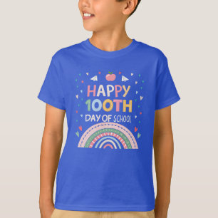  Happy 100th Day of School Rainbow Kids T-Shirt 