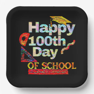 Happy 100th day of school retro style    paper plate