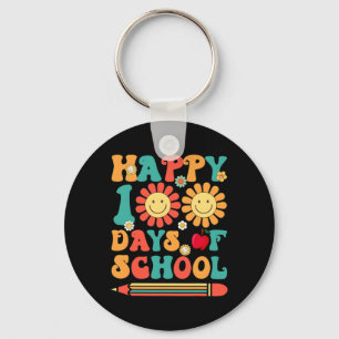 Happy 100th Day Of School Teacher Groovy - 100 Day Keychain