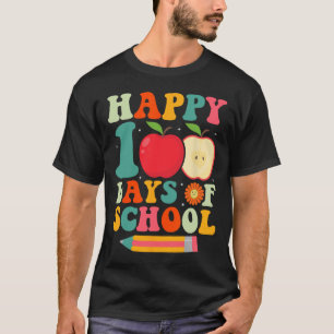 Happy 100th Day Of School Teacher Kids Retro Groov T-Shirt