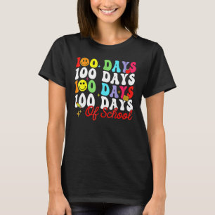 Happy 100th Day Of School Teacher Kids Retro Groov T-Shirt