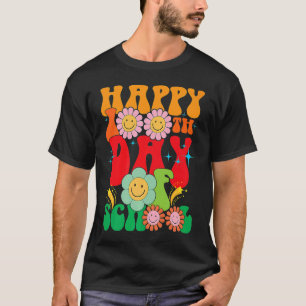 Happy 100th Day Of School Teacher Kids Retro Groov T-Shirt