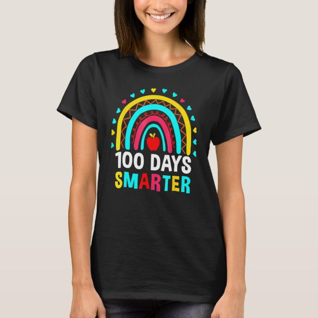Happy 100th Day Of School Teacher Rainbow 100 Days T-Shirt (Front)
