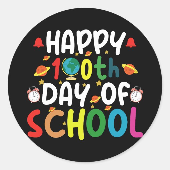 Happy 100th Day of School Teacher Student Classic Round Sticker (Front)