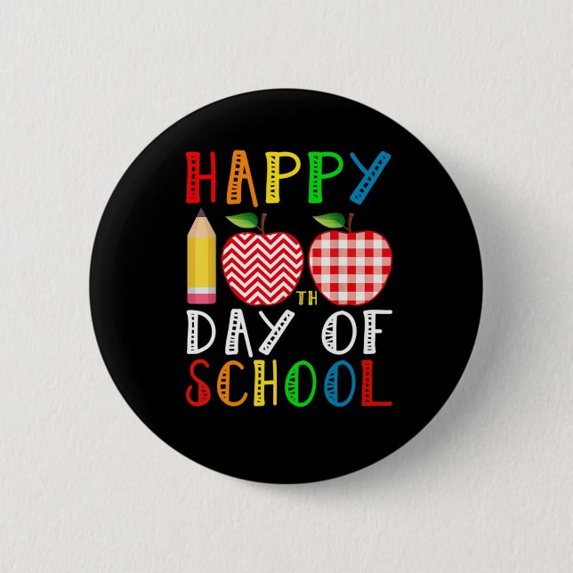 Happy 100th Day of School Teacher Student Kids Gif 2 Inch Round Button (Front)