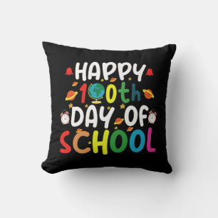 Happy 100th Day of School Teacher Student Throw Pillow