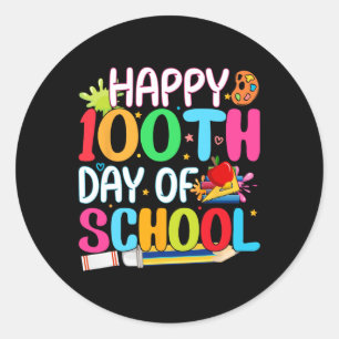 Happy 100th Day of School Teachers Kids Child Happ Classic Round Sticker