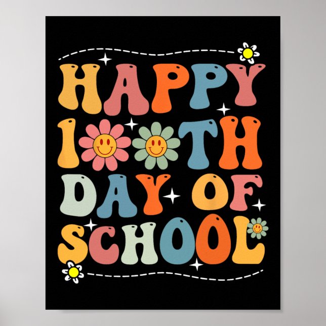 Happy 100th Day Of School Teachers Students 100 Da Poster (Front)