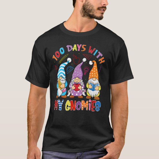 Happy 100th Day Of School Three Gnomes Teacher Boy T-Shirt (Front)