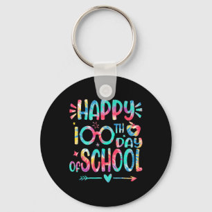 Happy 100th Day Of School Tie Dye 100 Days Smarter Keychain