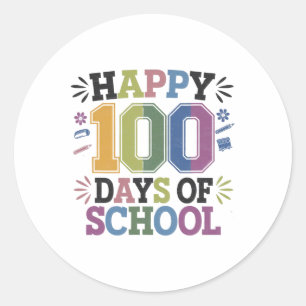 Happy 100th Day Of School Tie Dye Rainbow 100 Days Classic Round Sticker