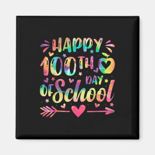 Happy 100th Day Of School Tie Dye Rainbow 100 Days Magnet