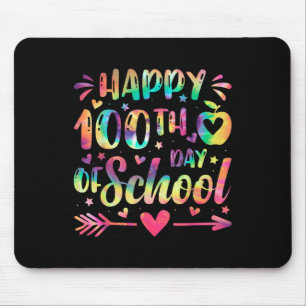 Happy 100th Day Of School Tie Dye Rainbow 100 Days Mouse Pad