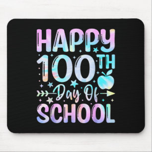 Happy 100th Day Of School Tie Dye Rainbow 100 Days Mouse Pad