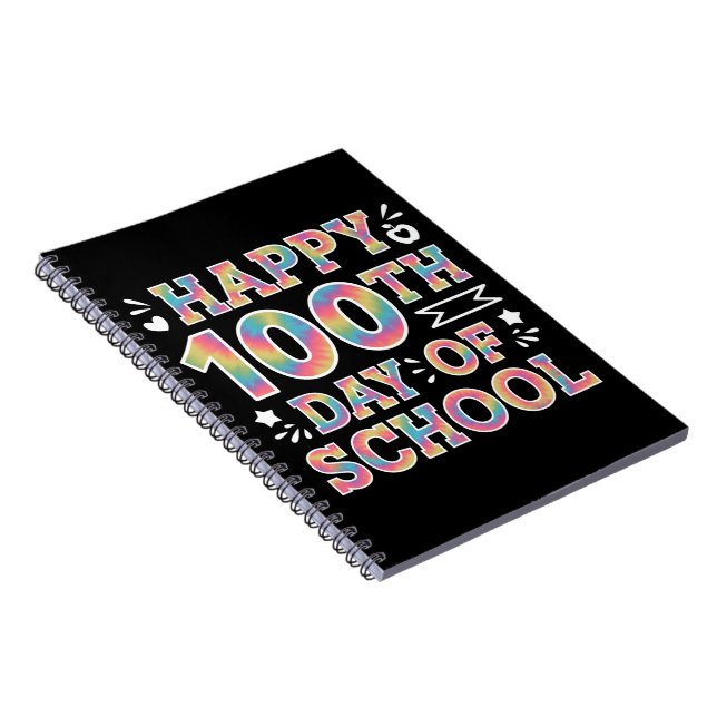 Happy 100th Day Of School Tie Dye Rainbow 100 Days Notebook (Right Side)