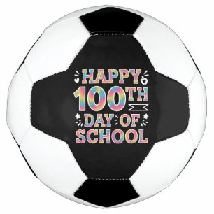 Happy 100th Day Of School Tie Dye Rainbow 100 Days Soccer Ball