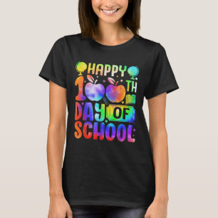 Happy 100th Day Of School Tie Dye Rainbow Kids Wom T-Shirt