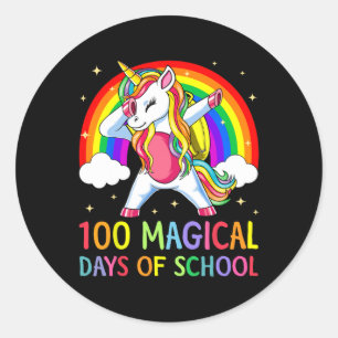 Happy 100th Day Of School Unicorn 100 Magical Days Classic Round Sticker