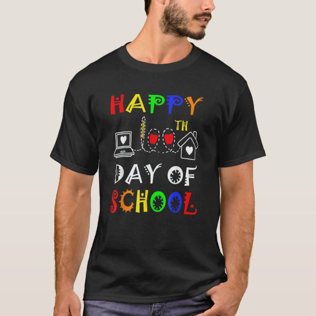 Happy 100th Day Of Virtual School Students And Tea T-Shirt (Front)