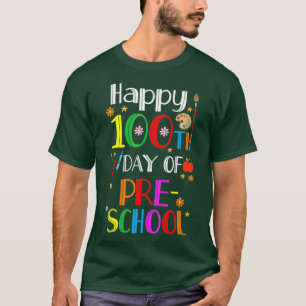 Happy 100th Day Preschool Drawing Crayon Student T-Shirt