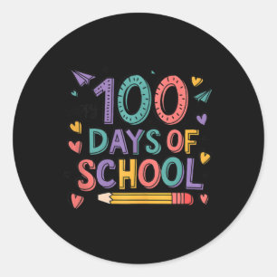 Happy 100th Day School Cute 100 Days Teachers Stud Classic Round Sticker