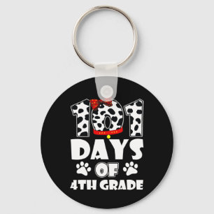 Happy 101 Days School 4th Grade Dog 100 Days Smart Keychain