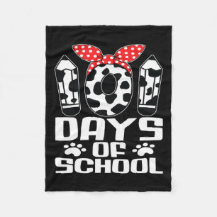 Happy 101 Days School Cute Dog 100 Days Smarter St Fleece Blanket