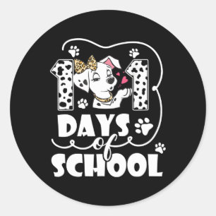 Happy 101 Days School Cute Dog Lover 100 Days Stud Classic Round Sticker