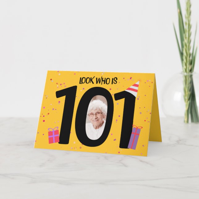 Happy 101st Birthday Big 101 Picture Frame Holiday Card (Front)