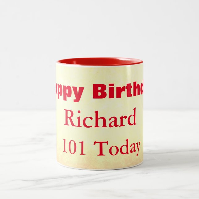 Happy 101st Birthday Personalised Two-Tone Coffee Mug (Center)