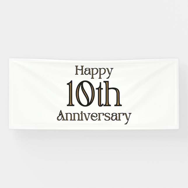 Happy 10th Anniversary 2.5x6 Vinyl Banner (Horizontal)