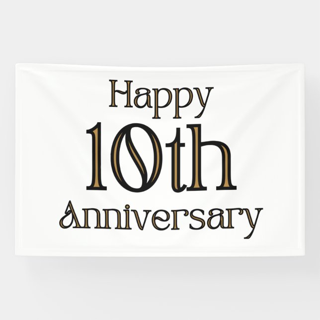 Happy 10th Anniversary 4x6 Vinyl Banner (Horizontal)